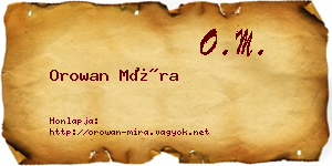 Orowan Míra névjegykártya